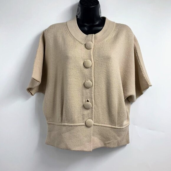 Banana Republic Women's‎ Round Neck 100% Merino Wool Short Sleeve Sweater Size M - Picture 1 of 12